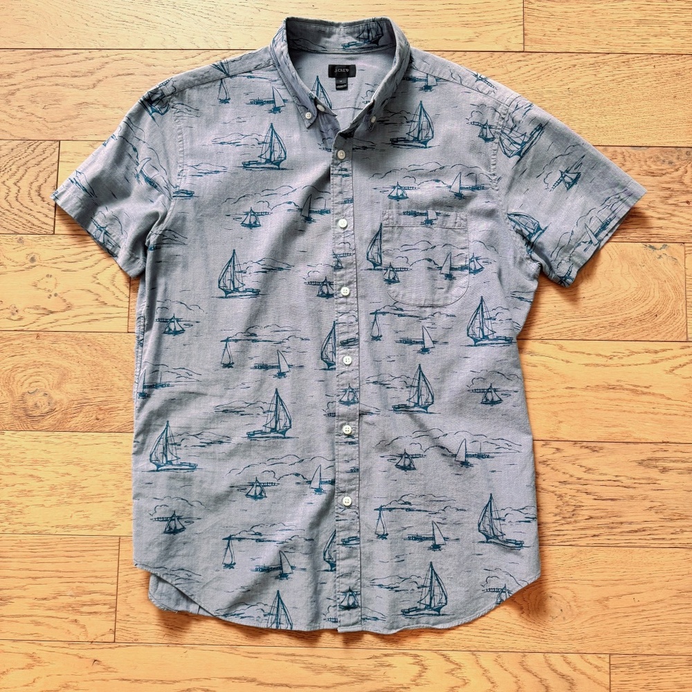 J. Crew Mens Short Sleeve Button Down Medium